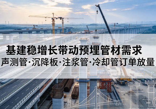 海陵基建稳增长带动预埋监测管材需求，声测管、沉降板、注浆管订单持续放量